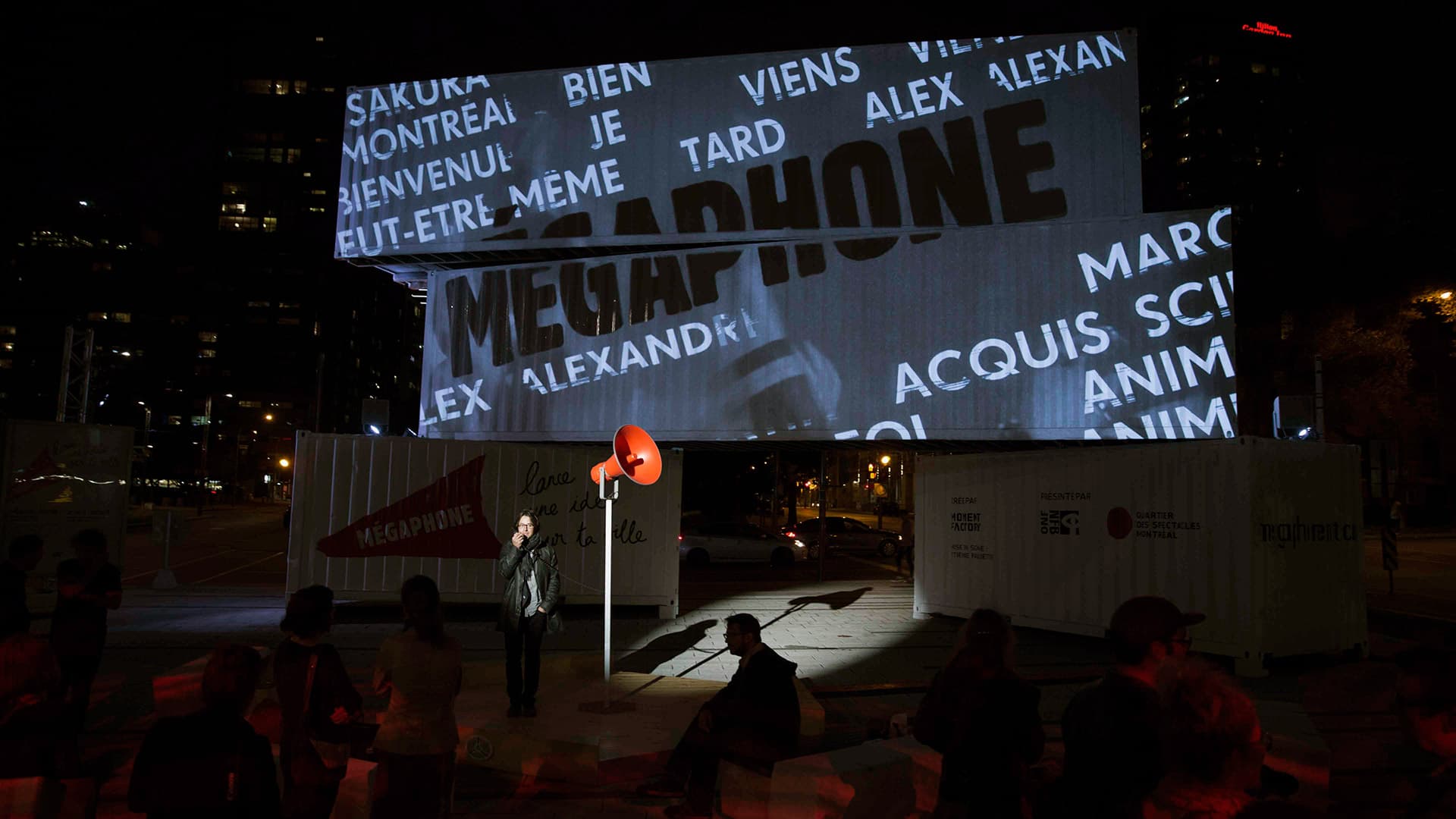 Photo of the art installation of Megaphone by Moment factory.