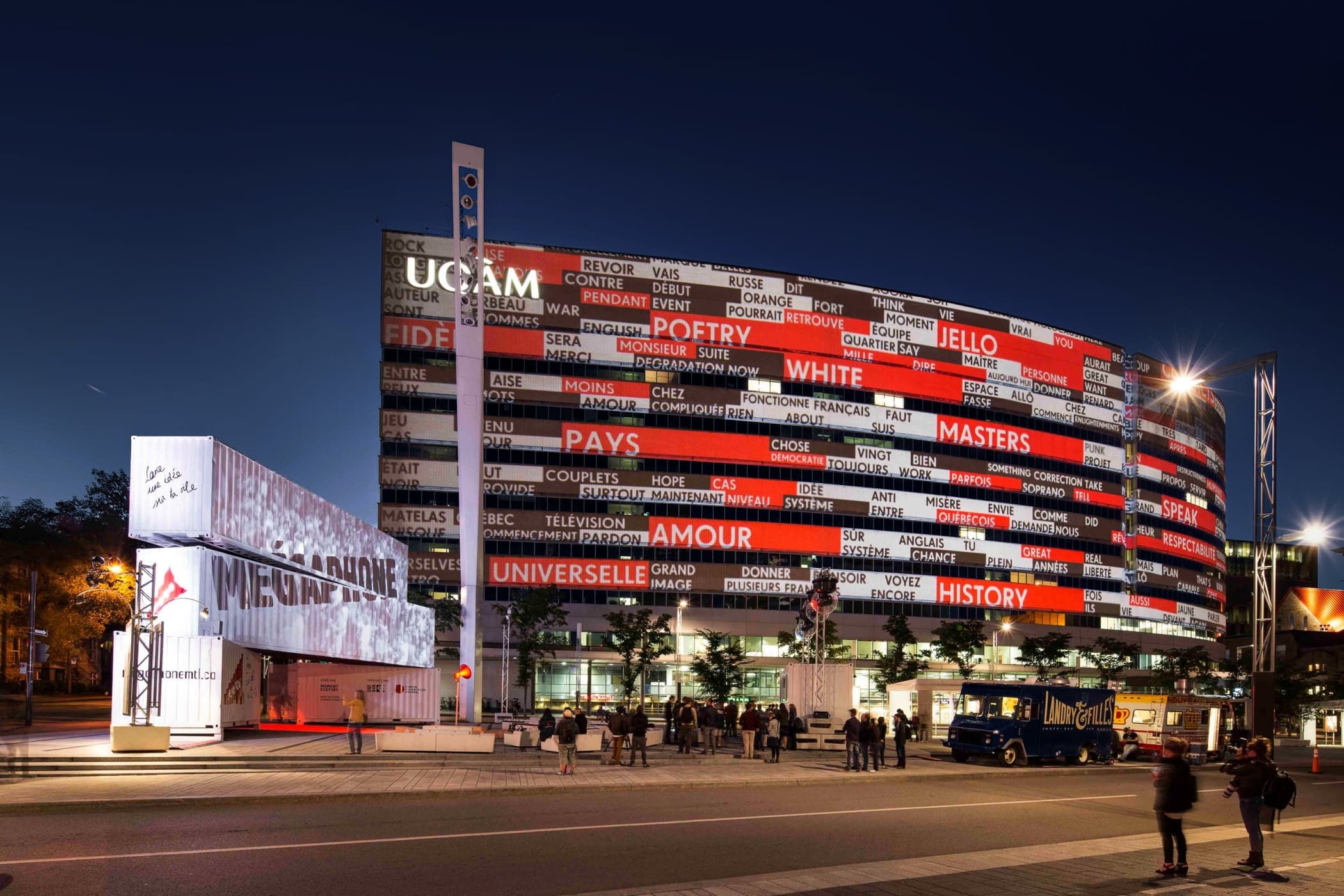 Photo of the art installation of Megaphone by Moment factory.