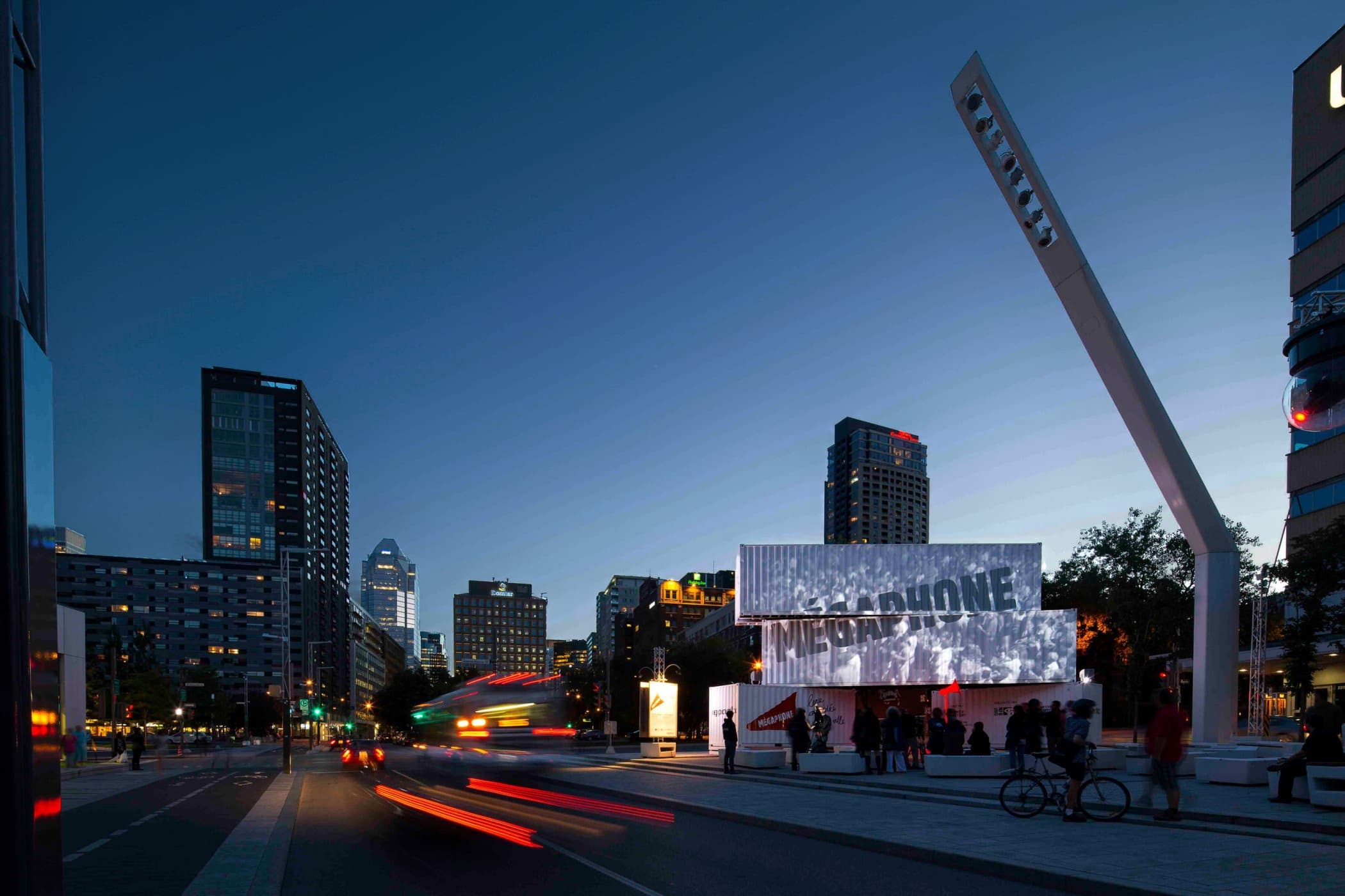 Photo of the art installation of Megaphone by Moment factory.