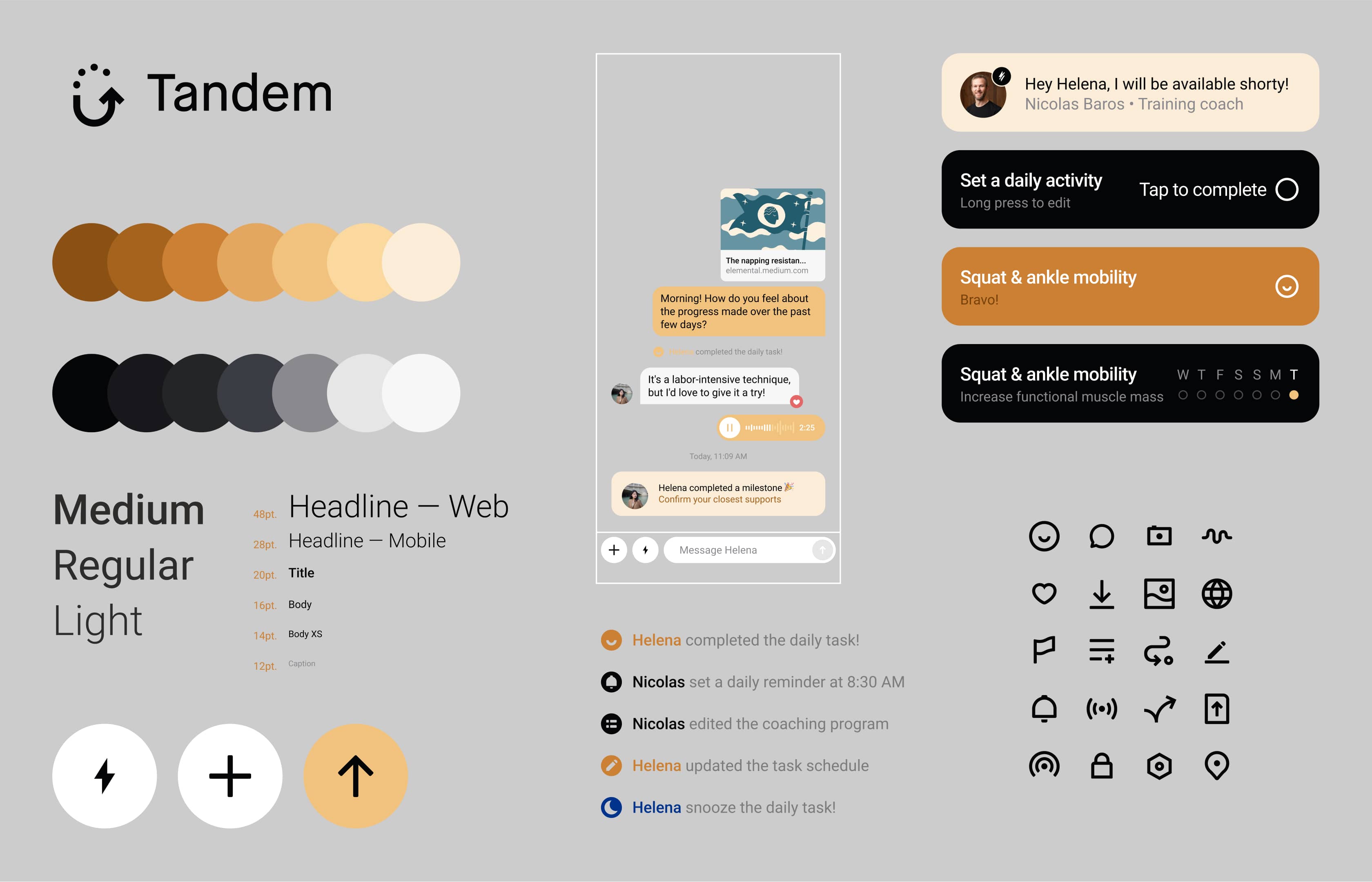 A preview of Tandem app: Brand book