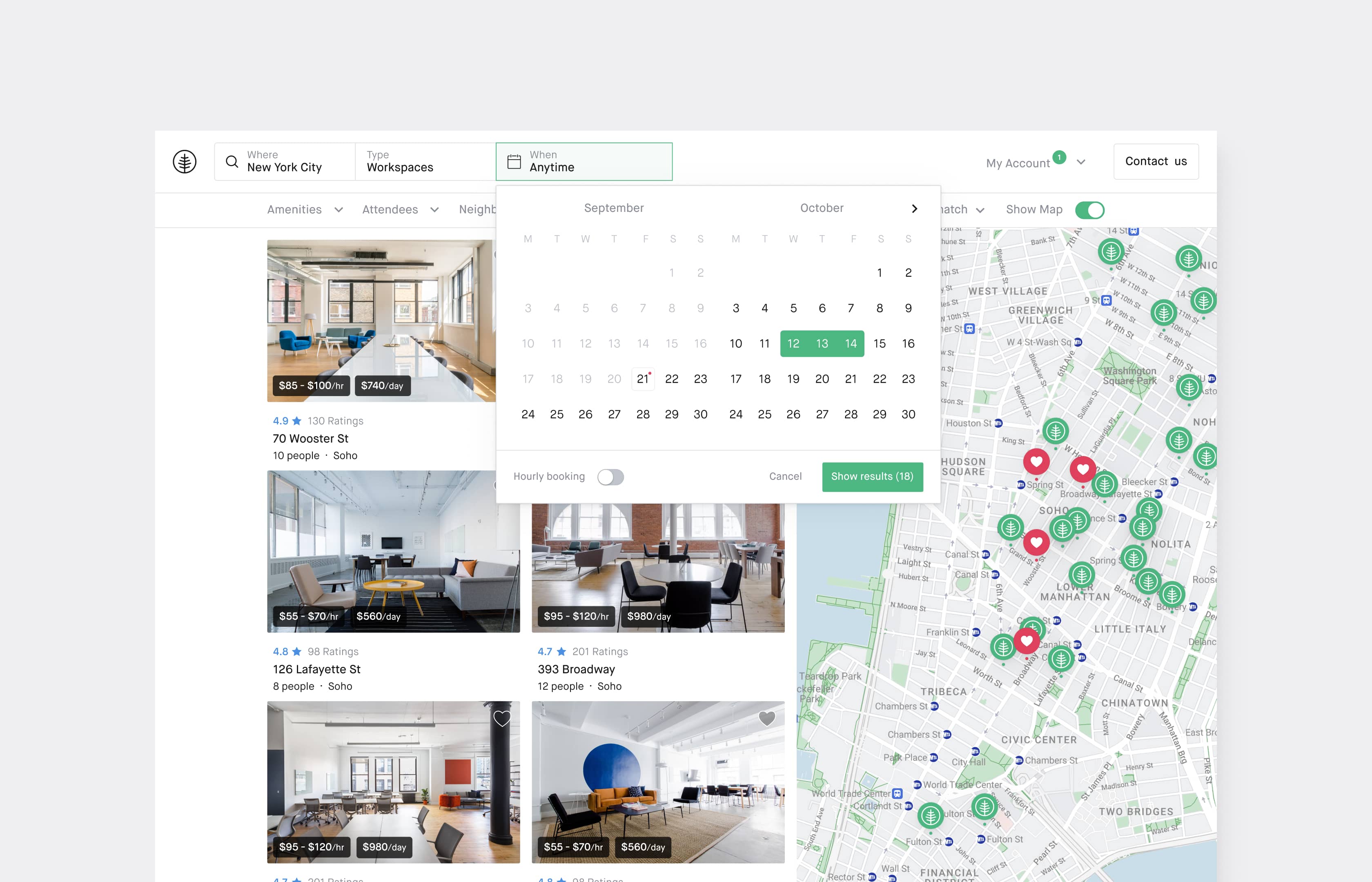 A preview of Breather: Search interface on web